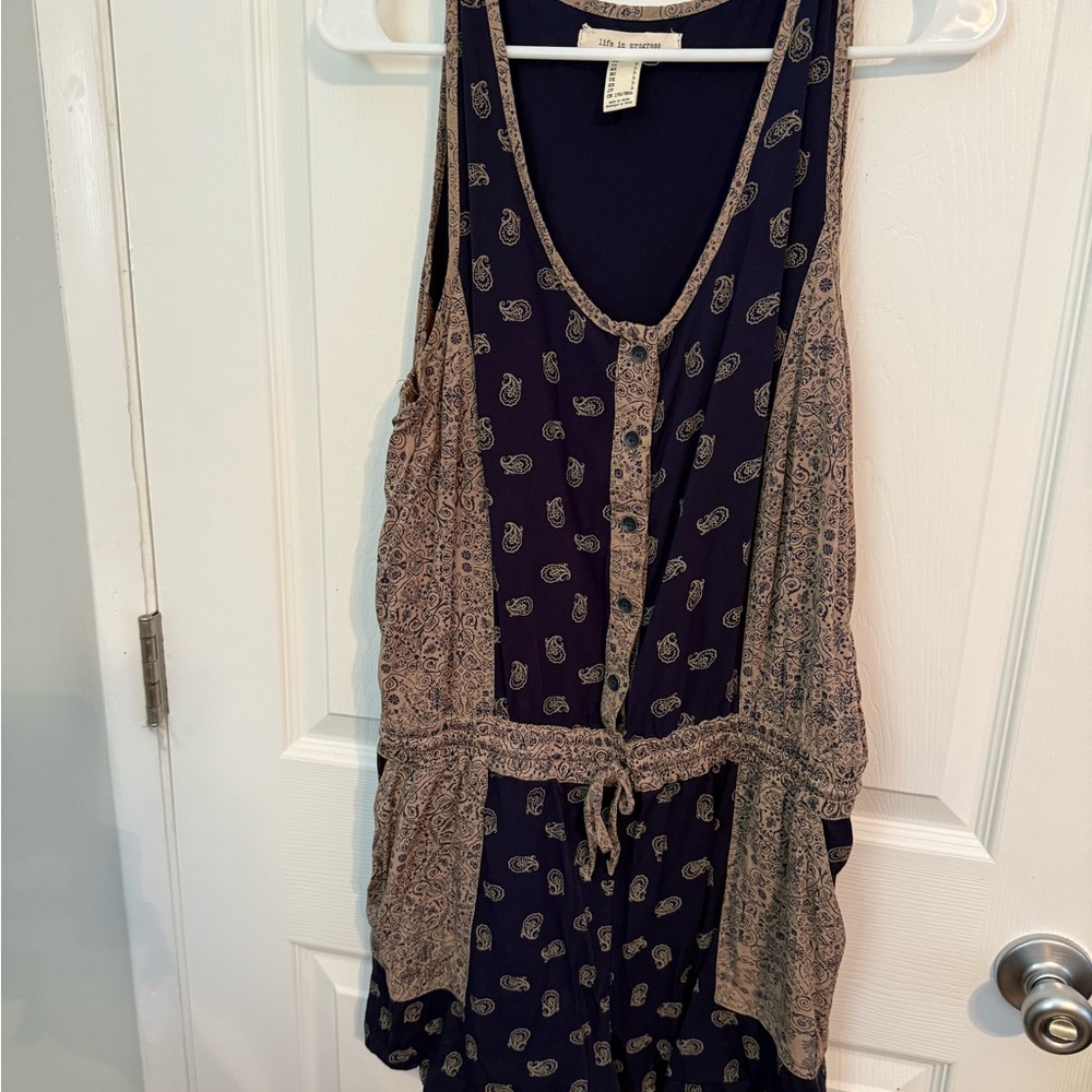 Life in Progress Navy and Cream Romper